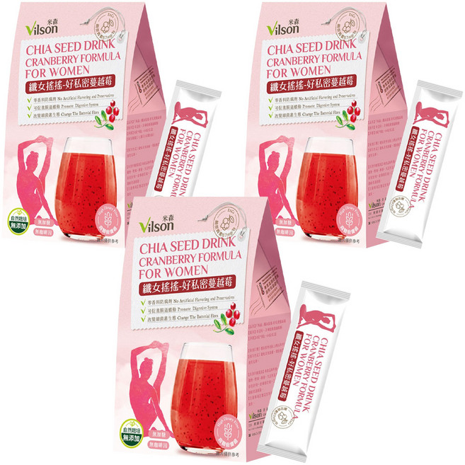 Vilson 米森 纖女搖搖系列 好私密蔓越莓 8包, 64g, 3盒