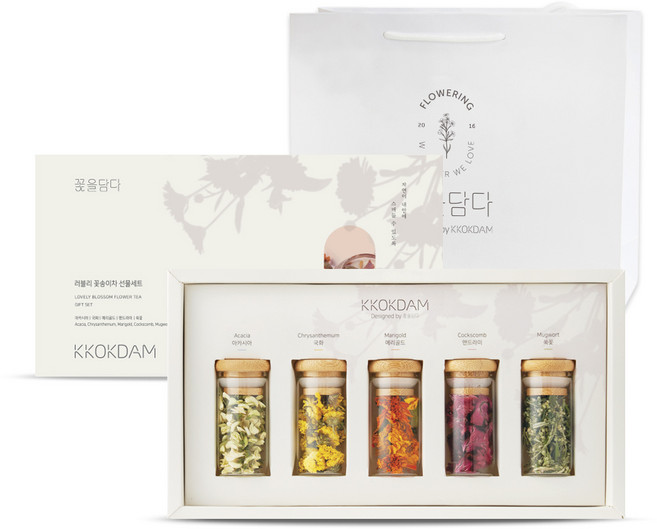 꽃을담다 꽃차 선물세트, 러블리꽃송이차 5종, 1세트