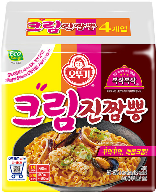 오뚜기 크림진짬뽕 130g, 4개