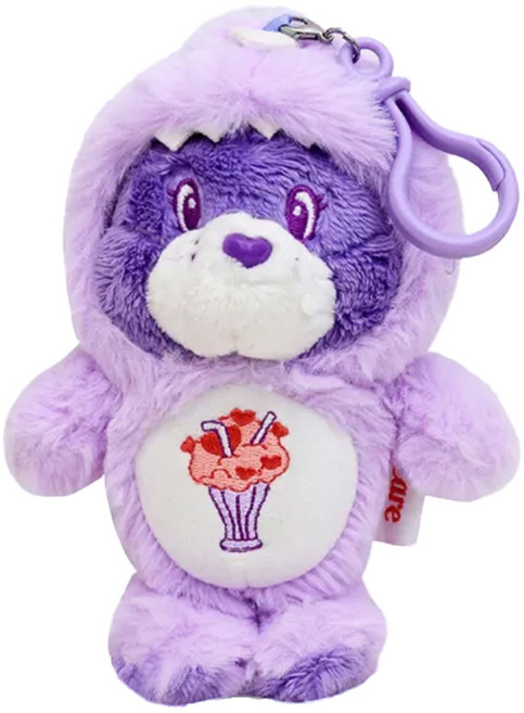 Care Bears 彩虹熊 療癒立體造型絨毛公仔鑰匙圈掛飾, 18cm, 恐龍紫, 1個