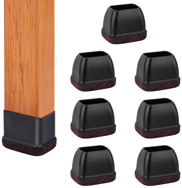 써뉴즈 홈 실리콘 소음방지 의자 가구발 커버 직사각, 블랙, 8개