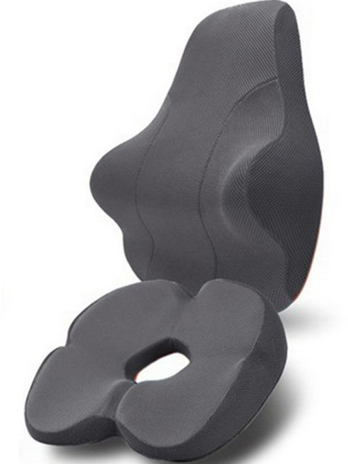 베네폼 바른자세 등받이 허리쿠션 허리소프트 + 힙업방석 세트, 그레이