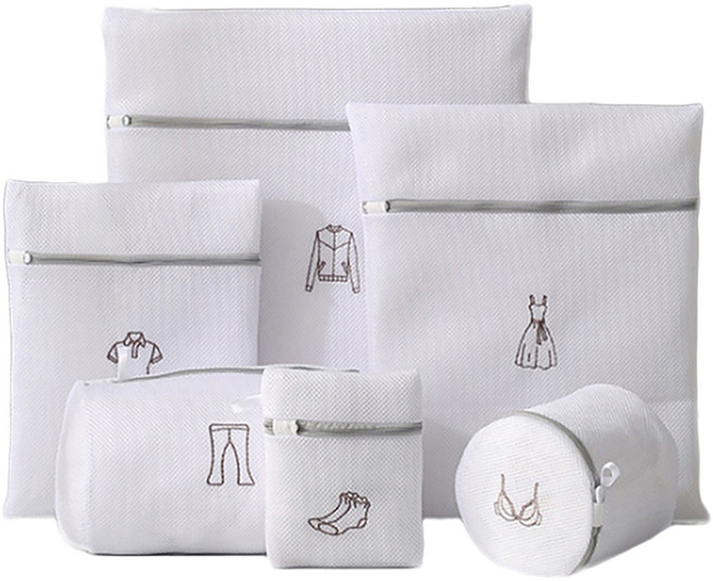 살림테리어 이중 세탁망 6종 세트, 화이트, 1세트