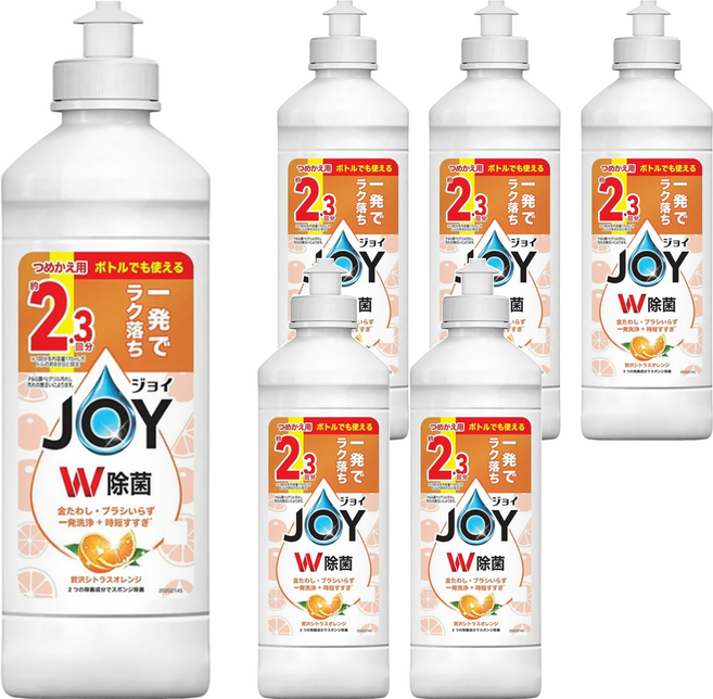 JOY W 除菌潔淨洗碗精補充瓶 柑橘, 6個, 300ml