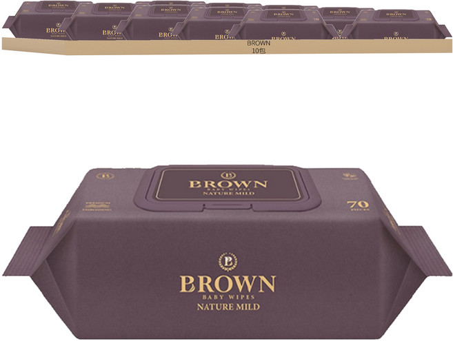 BROWN Nature Mild 嬰兒濕紙巾 掀蓋式, 68g, 70張, 10包