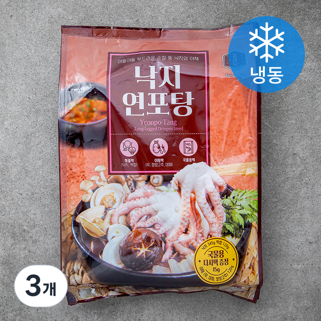 설래담 낙지 연포탕용 (냉동), 600g, 3개