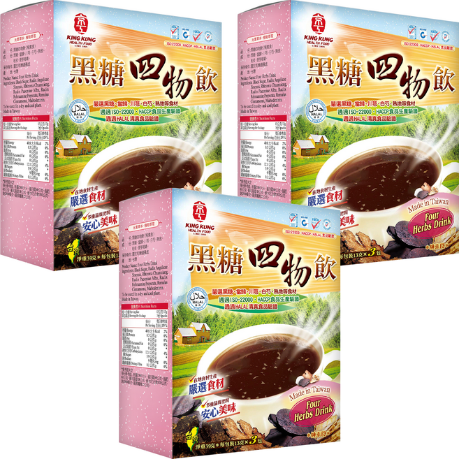 京工 黑糖四物飲, 13g, 3盒, 3包