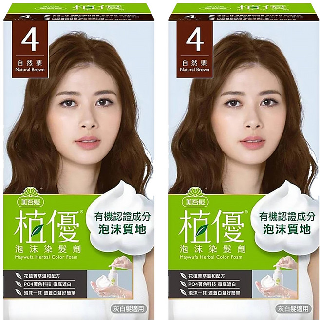 美吾髮植優 泡沫染髮劑組, 4自然栗, 2組