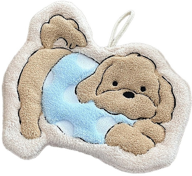 한봄누리 캐릭터 주방 욕실 고리수건, 베이지, 1개