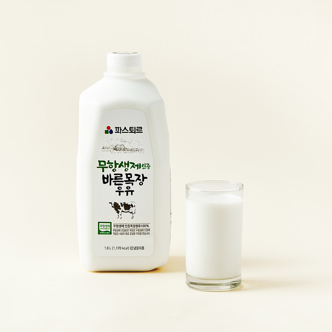 파스퇴르 무항생제 바른목장우유, 1.8L, 1개