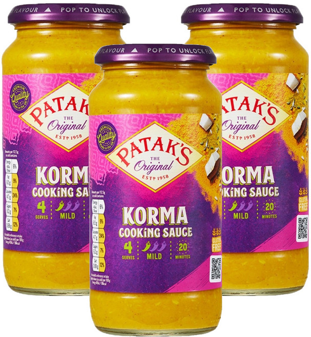 파탁스 코르마 쿠킹 소스, 450g, 3개