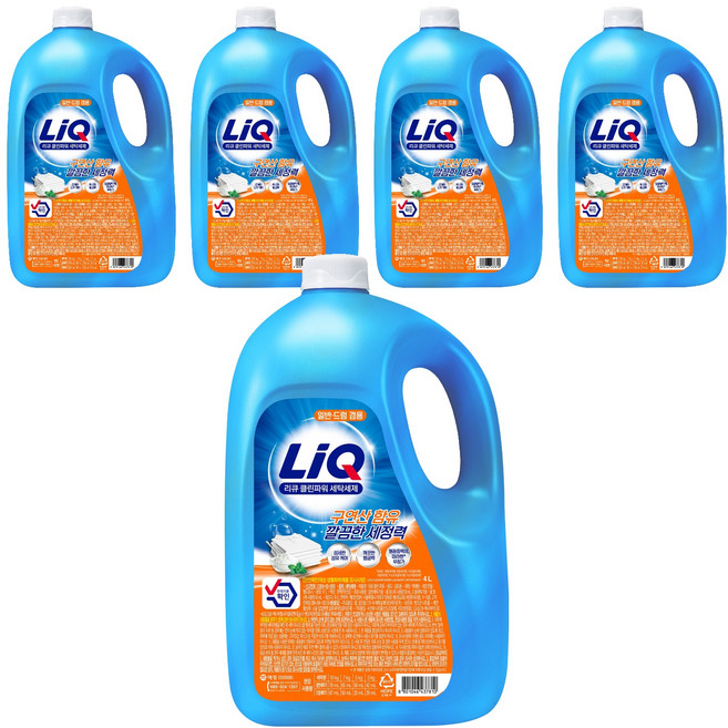 리큐 클린파워 액상세제 본품, 4L, 5개