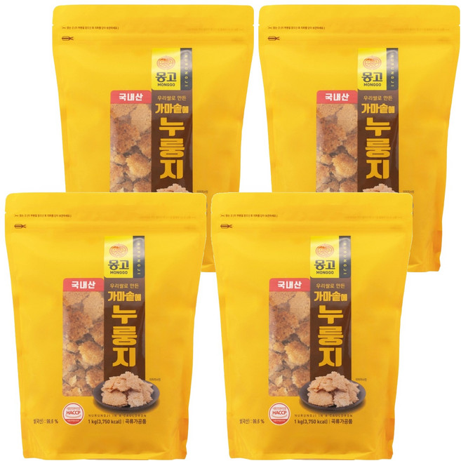 몽고식품 가마솥에 누룽지, 1kg, 4개