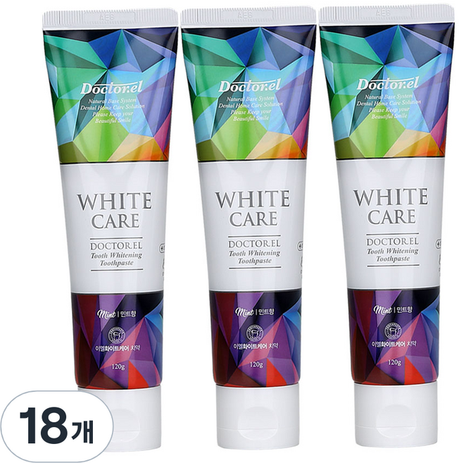 닥터이엘 화이트케어 구취제거 치아 미백 치약, 120g, 18개