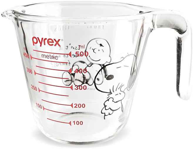 파이렉스 내열유리 스누피 계량컵, 혼합색상, 500ml, 1개