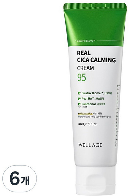 웰라쥬 리얼 시카 카밍 95 크림, 80ml, 6개