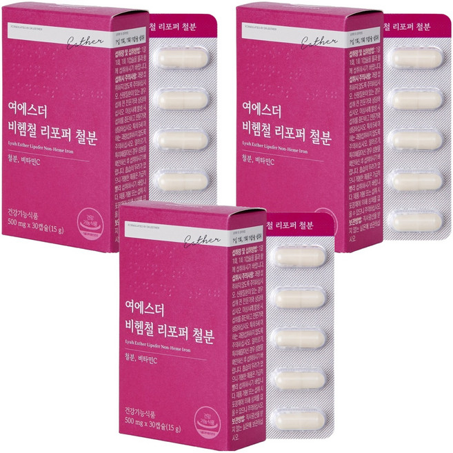 에스더포뮬러 여에스더 비헴철 리포퍼 철분 15g, 3개, 30정
