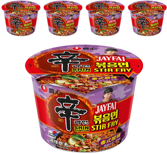 NONGSHIM 農心 辛炒麵 泰式酸辣味 大碗麵 103g, 5入