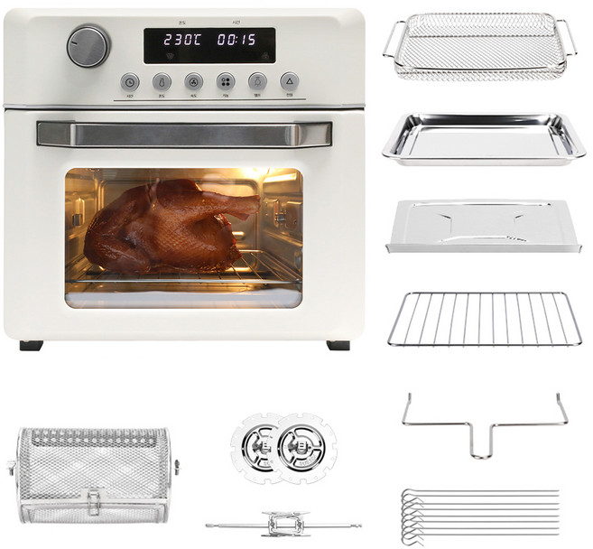 홈플래닛 에어프라이어 오븐 18L + 8종 SUS 304 악세서리, FM1801A, 크림 화이트