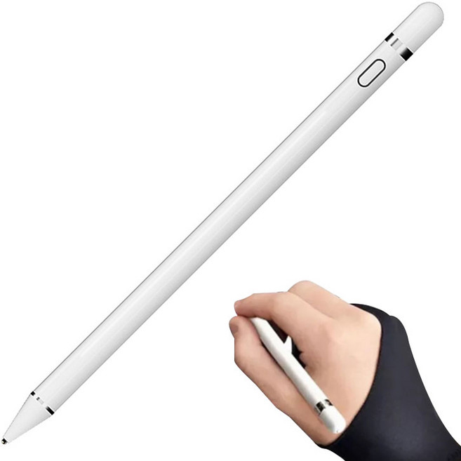 셀리코 정전식 스마트터치펜 초미세 CP 펜슬 + 정전기 방지장갑 1매, 화이트, 1개