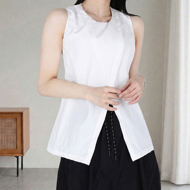 모이르벨라 여성용 프렌치 트임 민소매 블라우스 O263-0283