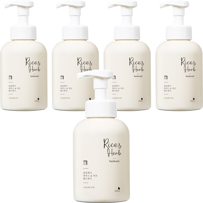 살림백서 라이스 앤 허브 핸드워시 그린포레스트, 5개, 500ml