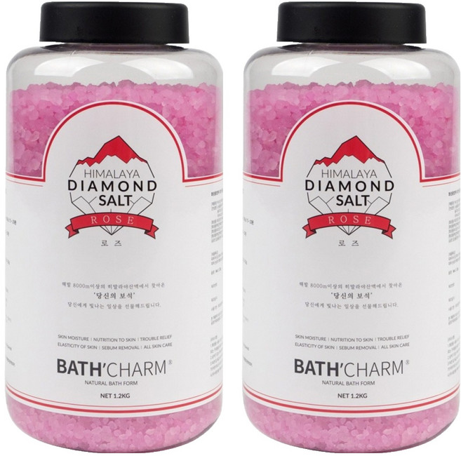 바스참 히말라야 다이아몬드솔트 입욕제 로즈, 1.2kg, 2개