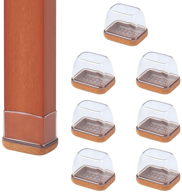 써뉴즈 홈 실리콘 소음방지 의자 가구발 커버 직사각, 투명, 8개