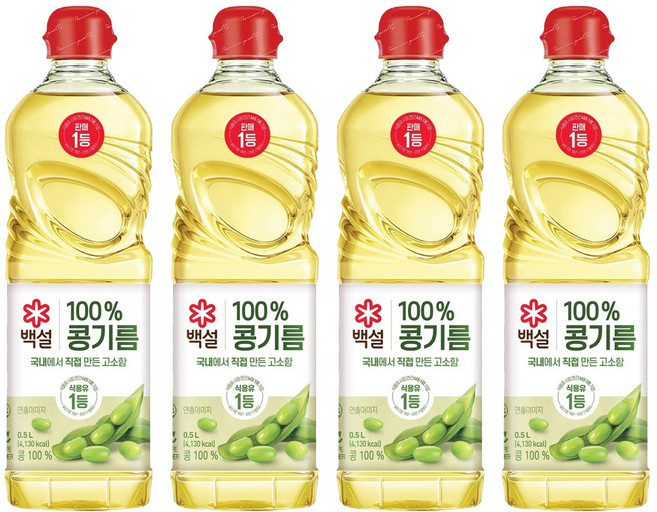 백설 콩기름, 500ml, 4개
