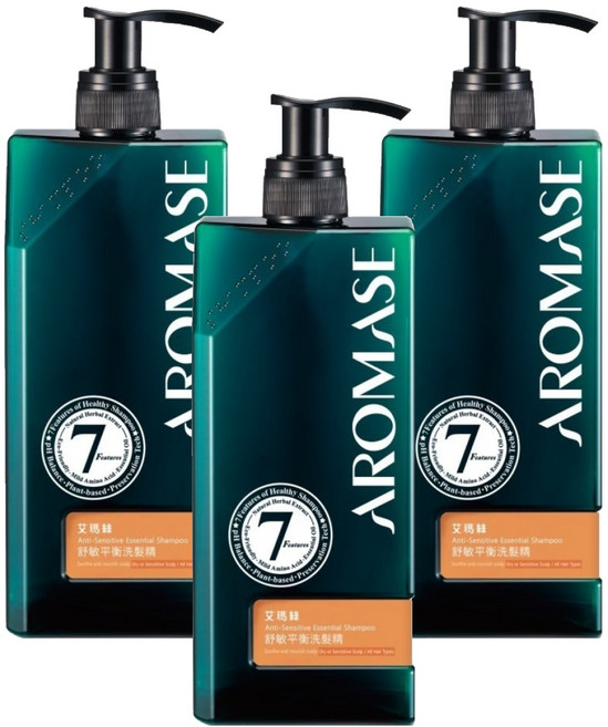 AROMASE 艾瑪絲 舒敏平衡洗髮精 適用一般髮質/中乾性/敏感性頭皮者, 400ml, 3件