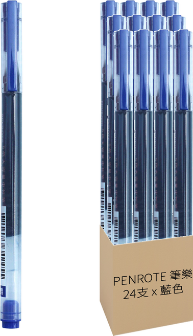 PENROTE 筆樂 大容量中性筆, 藍色, 24支