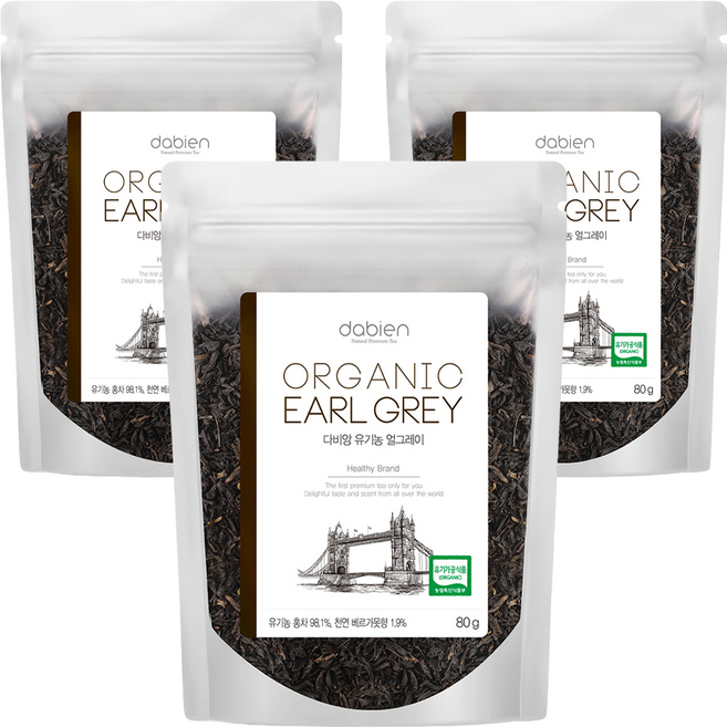 다비앙 유기농 얼그레이 홍차 리필, 80g, 1개입, 3개