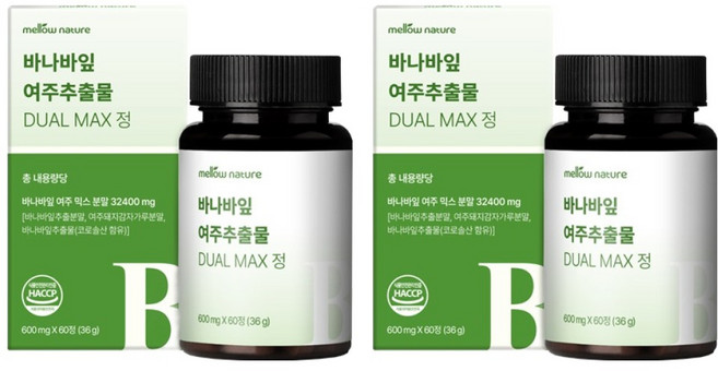 멜로우네이쳐 바나바잎 여주 추출물 듀얼 맥스정 36g, 2개, 60정
