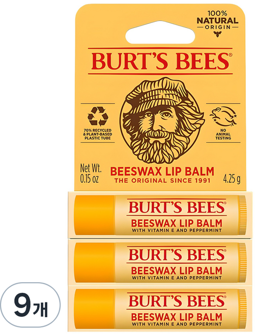 버츠비 모이스춰 라이징 립밤, 단일 색상/비즈왁스(페퍼민트), 4.25g, 9개