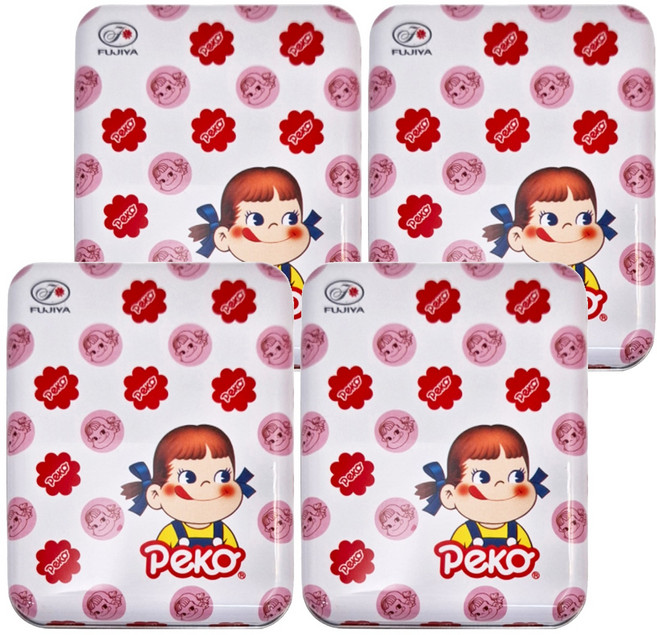 FUJIYA 不二家 Peko牛乳糖方罐 經典花 白色, 40g, 4盒