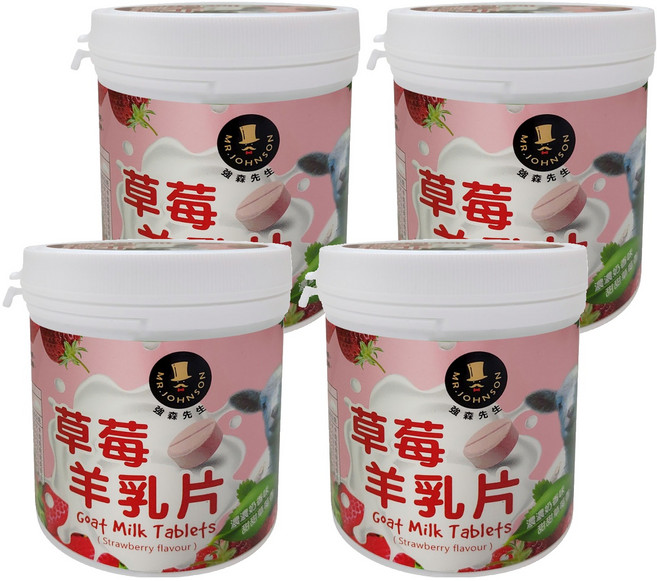 MR.JOHNSON 強森先生 草莓羊乳片, 80g, 4罐