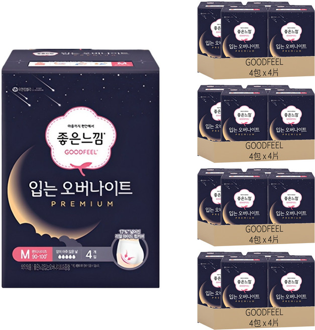 [箱裝]GOODFEEL 頂級褲型夜用, 4片, M, 16包