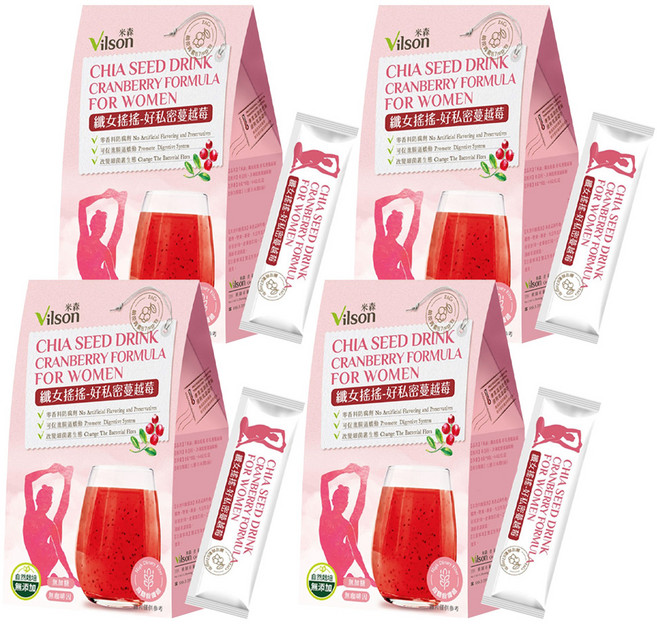 Vilson 米森 纖女搖搖系列 好私密蔓越莓 8包, 64g, 4盒