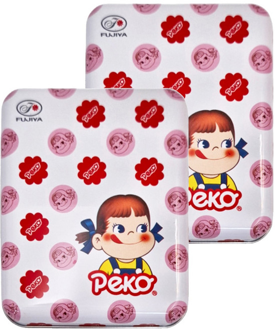 FUJIYA 不二家 Peko牛乳糖方罐 經典花 白色, 40g, 2盒