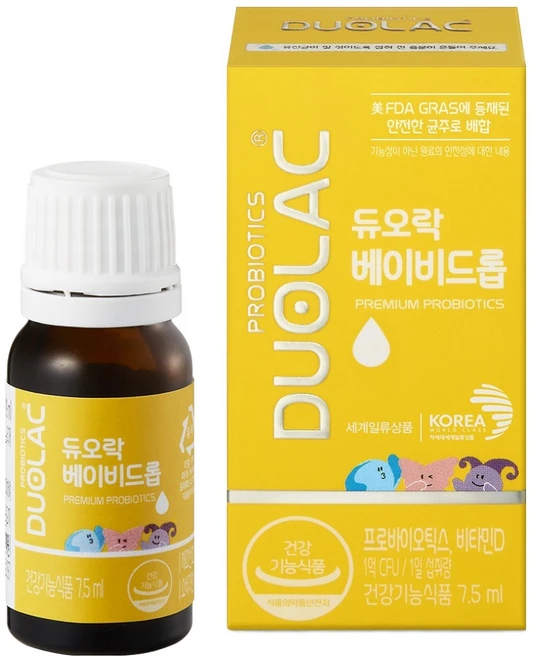 듀오락 베이비 드롭 프로바이오틱스 플러스 비타민D, 7.5ml, 1개 - 쿠팡