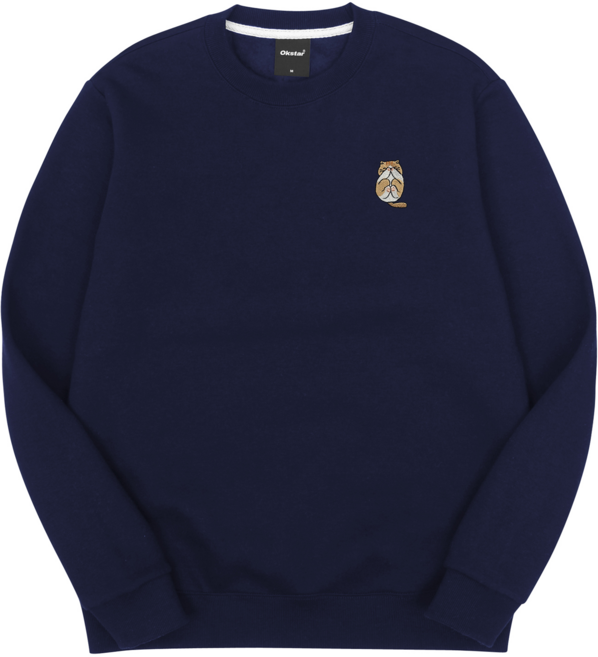 옥스타 남녀공용 부끄냥 자수 특양면 맨투맨 4SSP026