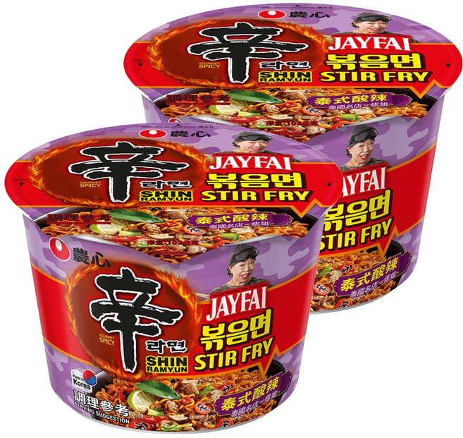 NONGSHIM 農心 辛炒麵 泰式酸辣味 大碗麵 103g, 2入