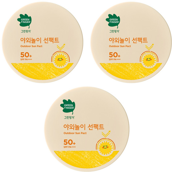 그린핑거 유아용 저자극 무기자차 야외놀이 선팩트 SPF50+ PA++++, 16g, 3개