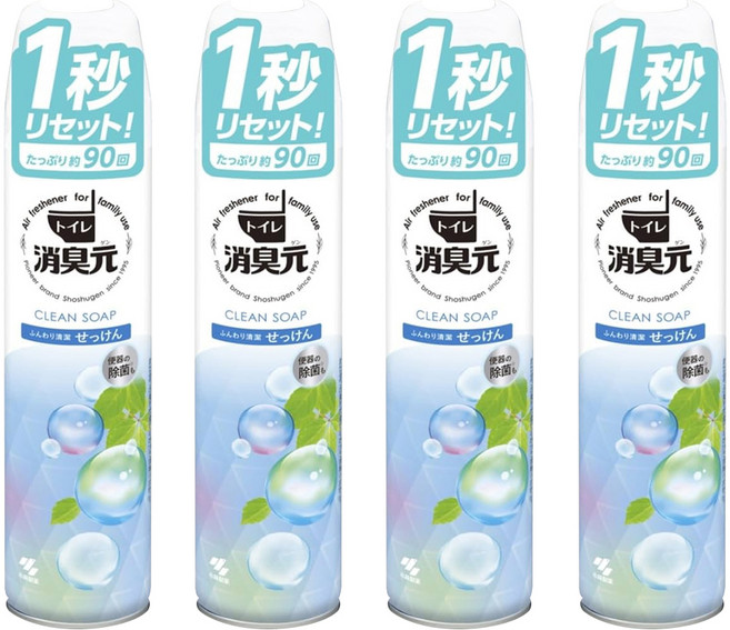 小林製藥消臭元芳香噴霧280ml, 柔軟皂香, 280ml, 4瓶