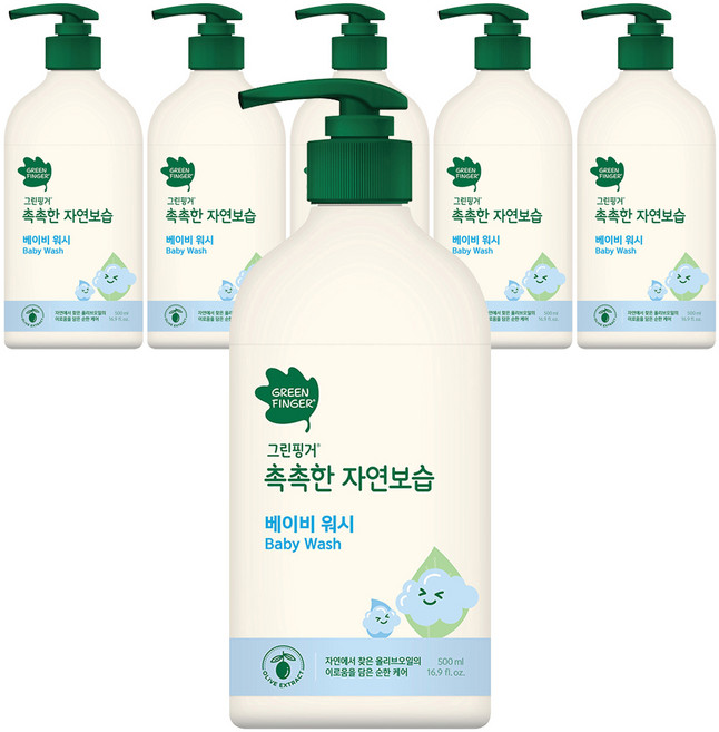 그린핑거 촉촉한 자연보습 베이비 바디워시, 500ml, 6개