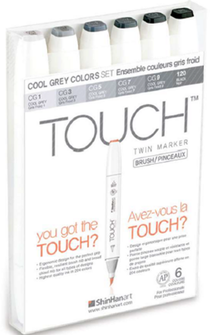 터치 트윈 브러쉬 마카 6종 세트 COOL GREY COLOR, 1세트, 6색