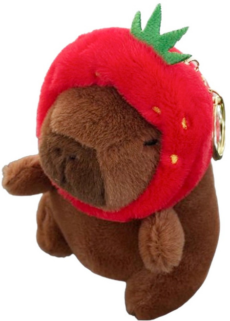 다다랜드 뚠빵한 키링, 12cm, 딸기모자쓴카피바라, 1개