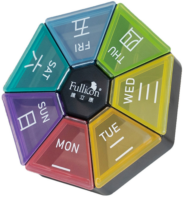 Fullicon 護立康 彩虹隨身7日盒 食品級PP材質 SGS國際認證, 1個