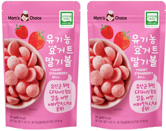 맛있는풍경 유기농 요거트 딸기볼, 딸기맛, 20g, 2개