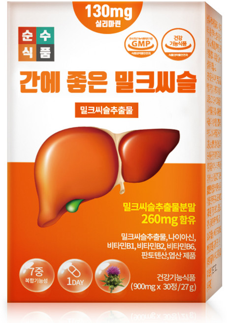 순수식품 간에 좋은 밀크씨슬 1개월분, 1개, 30정